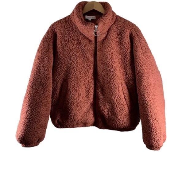 (A7) LOUNA Rust Sherpa Puffer Teddy Bear Jacket, Size Medium - Picture 6 of 15